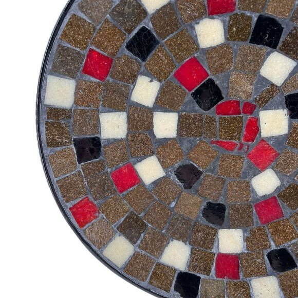 Mosaic Tile Decorative Plate Made in Denmark Black Red Brown White 11-1/4" - Picture 2 of 7